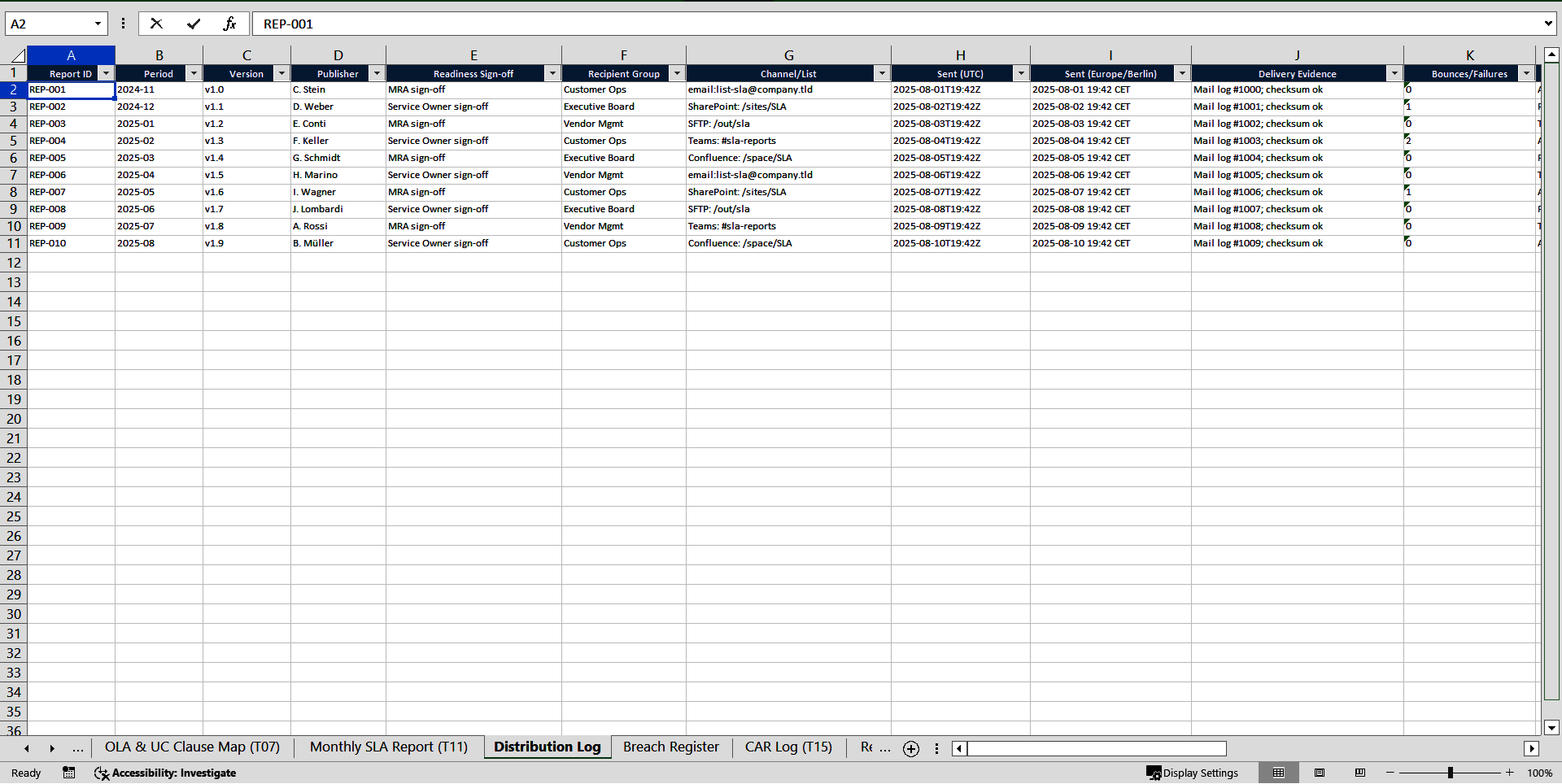 Service Level Management Toolbox (ISO 20000, ITIL) (Excel template (XLSX)) Preview Image