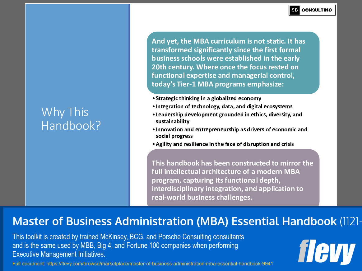 Master of Business Administration (MBA) Essential Handbook (1121-slide PPT PowerPoint presentation slide deck (PPTX)) Preview Image