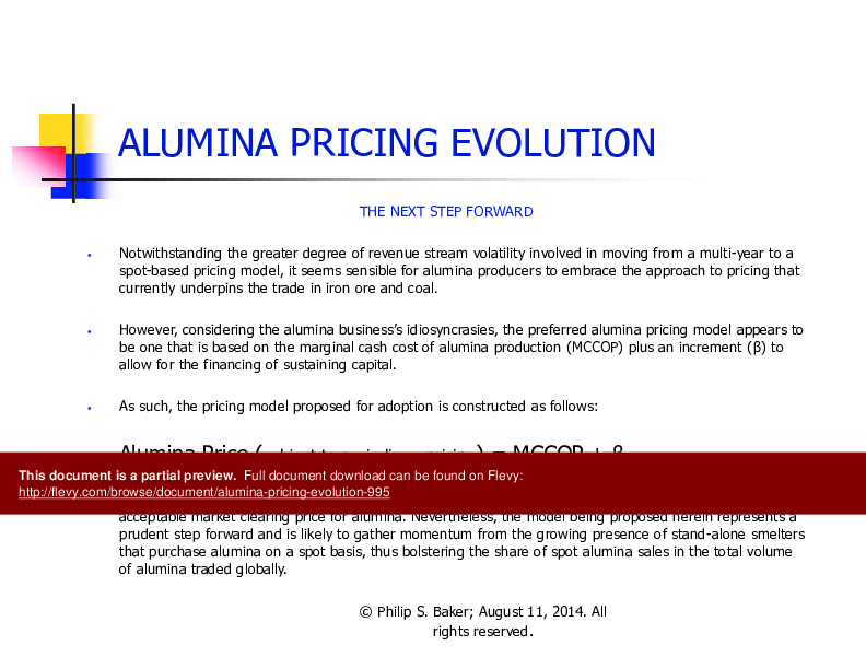Alumina Pricing Evolution (5-page PDF document) Preview Image