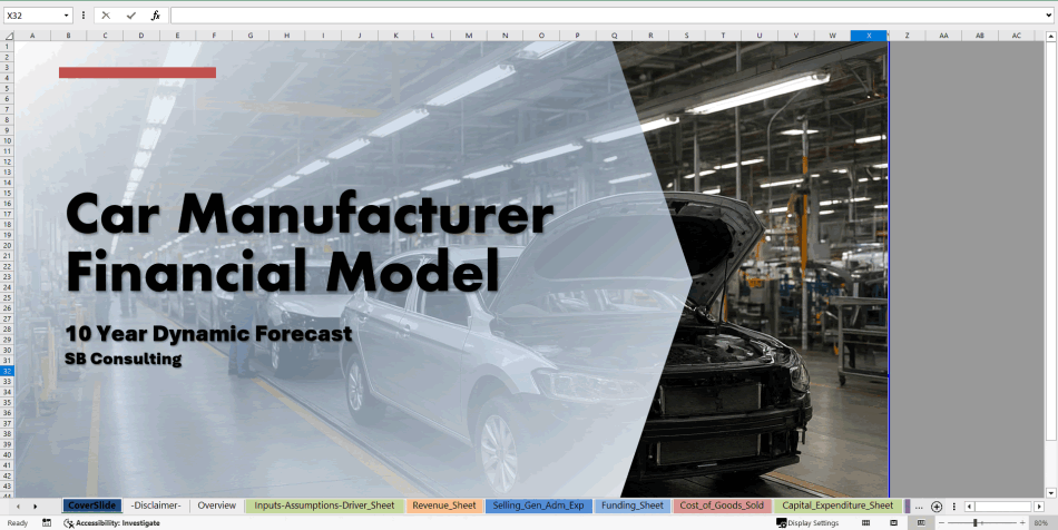 Car Manufacturer - 10 Year Financial Model (Excel template (XLSX)) Preview Image