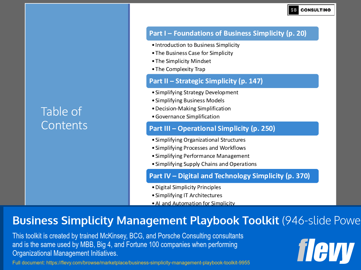 Business Simplicity Management Playbook Toolkit (946-slide PPT PowerPoint presentation slide deck (PPTX)) Preview Image