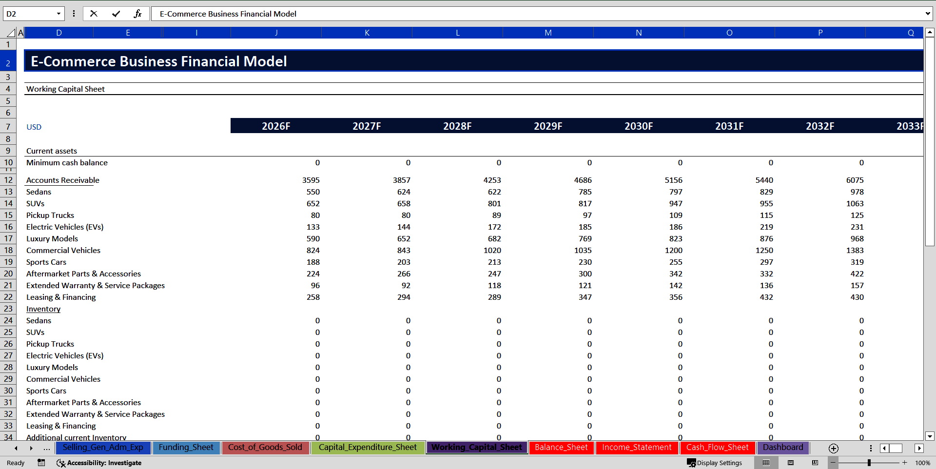 E-Commerce Business - 10 Year Financial Model (Excel template (XLSX)) Preview Image