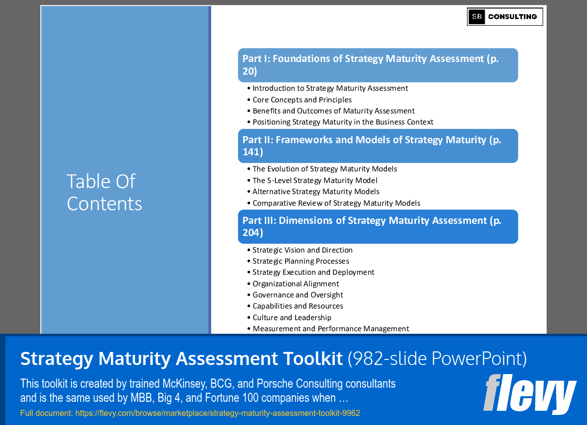 Strategy Maturity Assessment Toolkit (982-slide PPT PowerPoint presentation slide deck (PPTX)) Preview Image