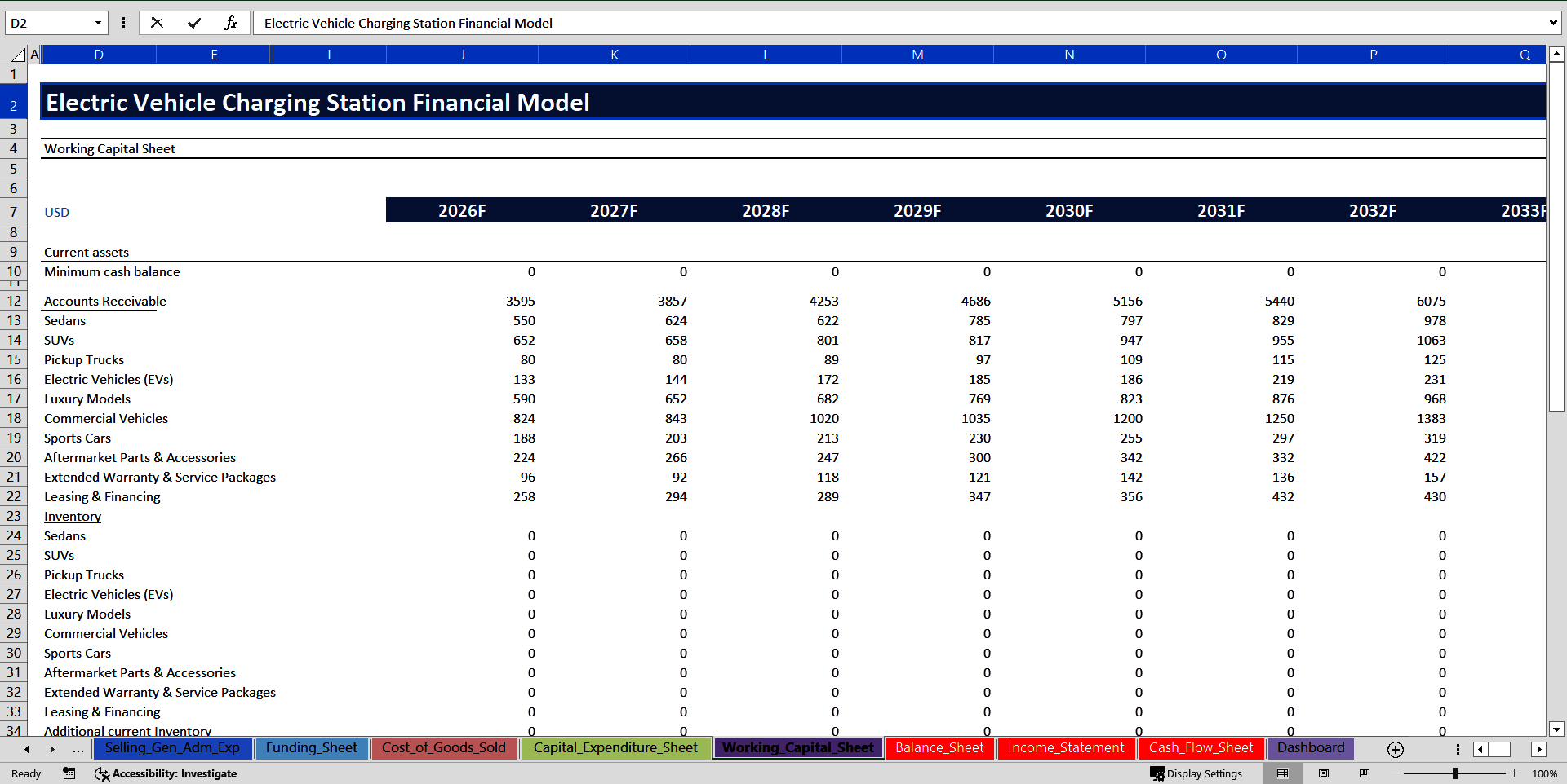 Electric Vehicle (EV) Charging Station Financial Model (Excel template (XLSX)) Preview Image