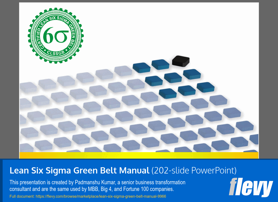 Lean Six Sigma Green Belt Manual (202-slide PPT PowerPoint presentation slide deck (PPTX)) Preview Image