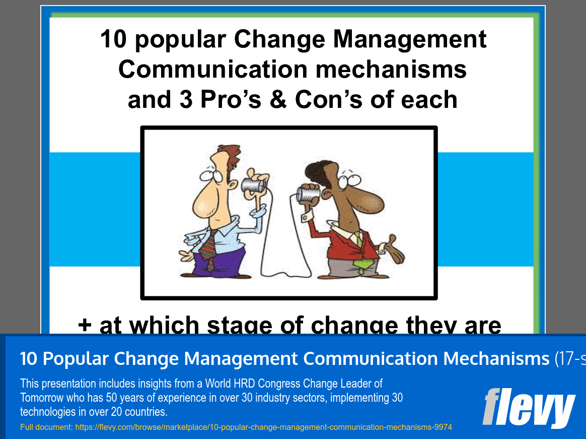 10 Popular Change Management Communication Mechanisms (17-slide PPT PowerPoint presentation slide deck (PPT)) Preview Image