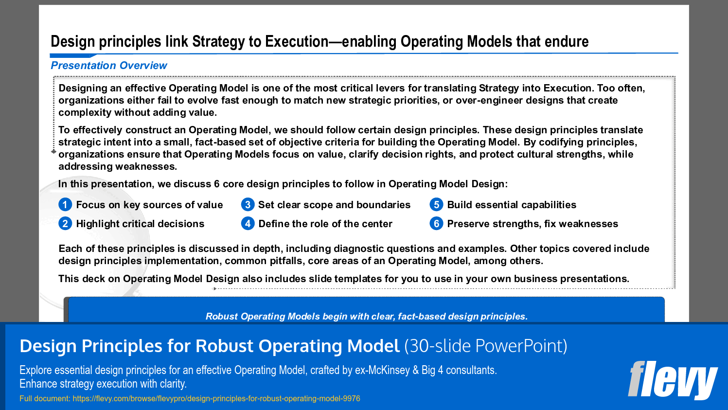 Design Principles for Robust Operating Model (30-slide PPT PowerPoint presentation slide deck (PPTX)) Preview Image