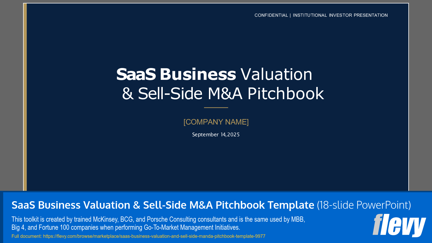 SaaS Business Valuation & Sell-Side M&A Pitchbook Template (18-slide PPT PowerPoint presentation slide deck (PPTX)) Preview Image