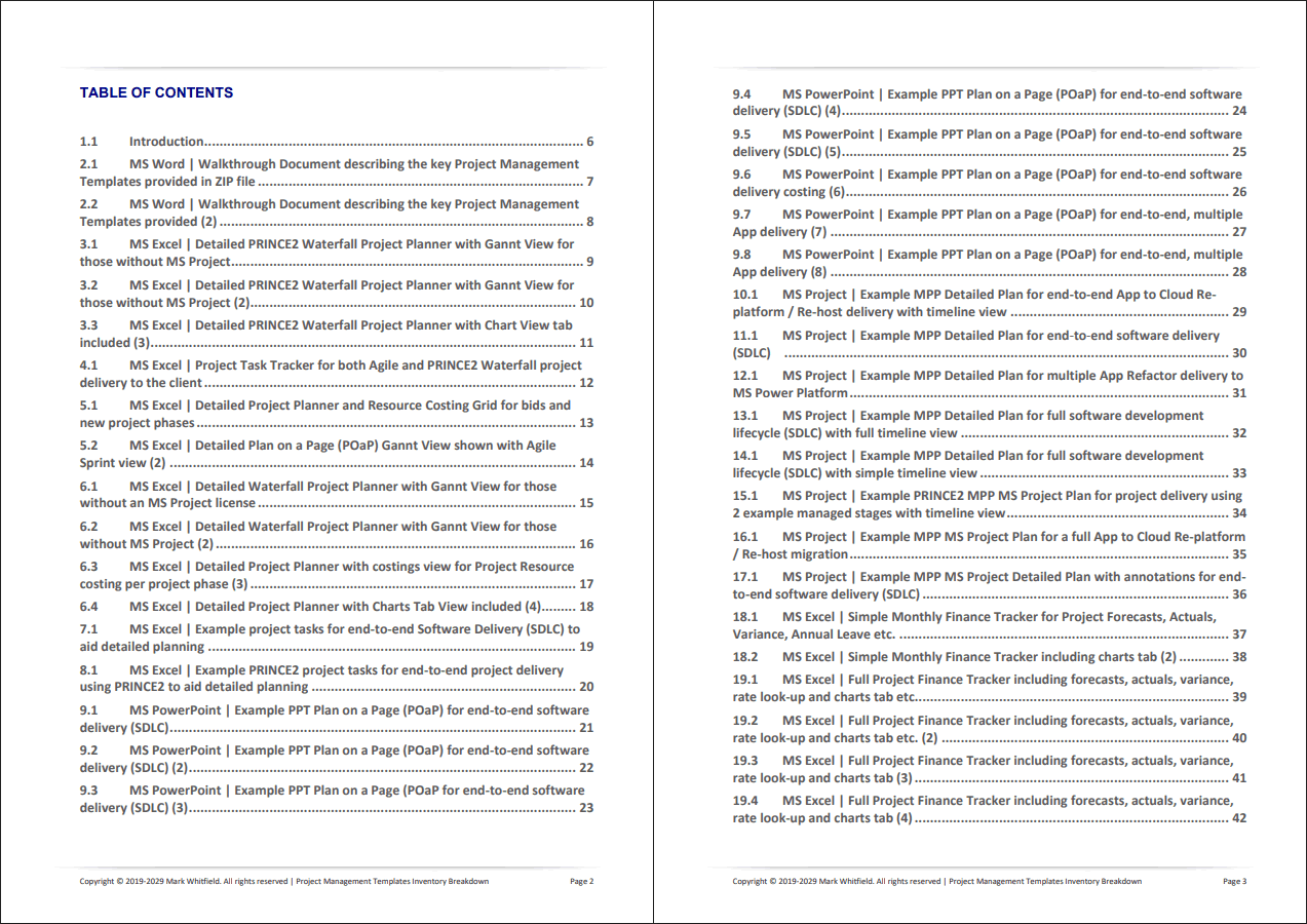 130+ Project Management Templates for both Waterfall & Agile (78-page PDF document) Preview Image