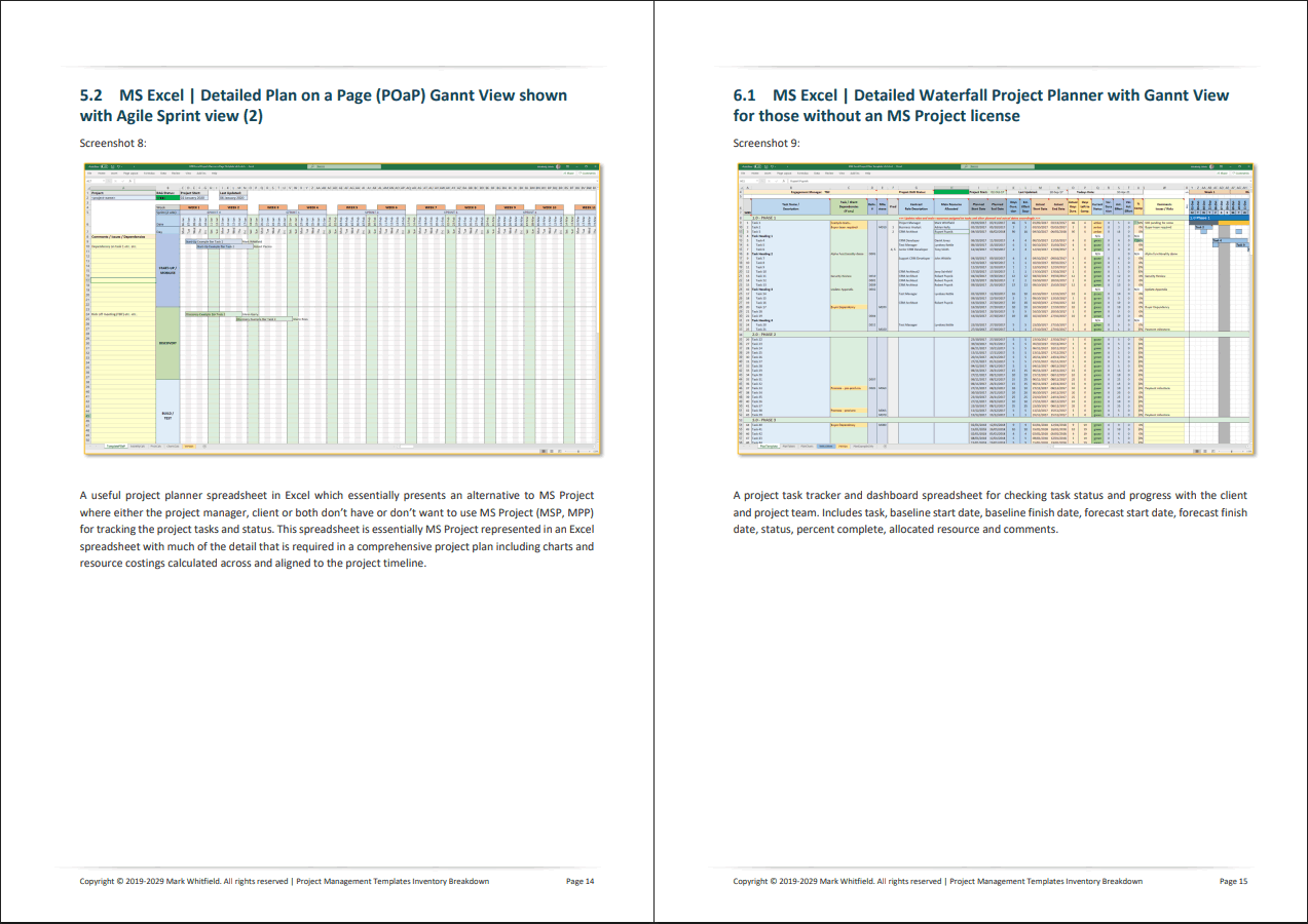 130+ Project Management Templates for both Waterfall & Agile (78-page PDF document) Preview Image