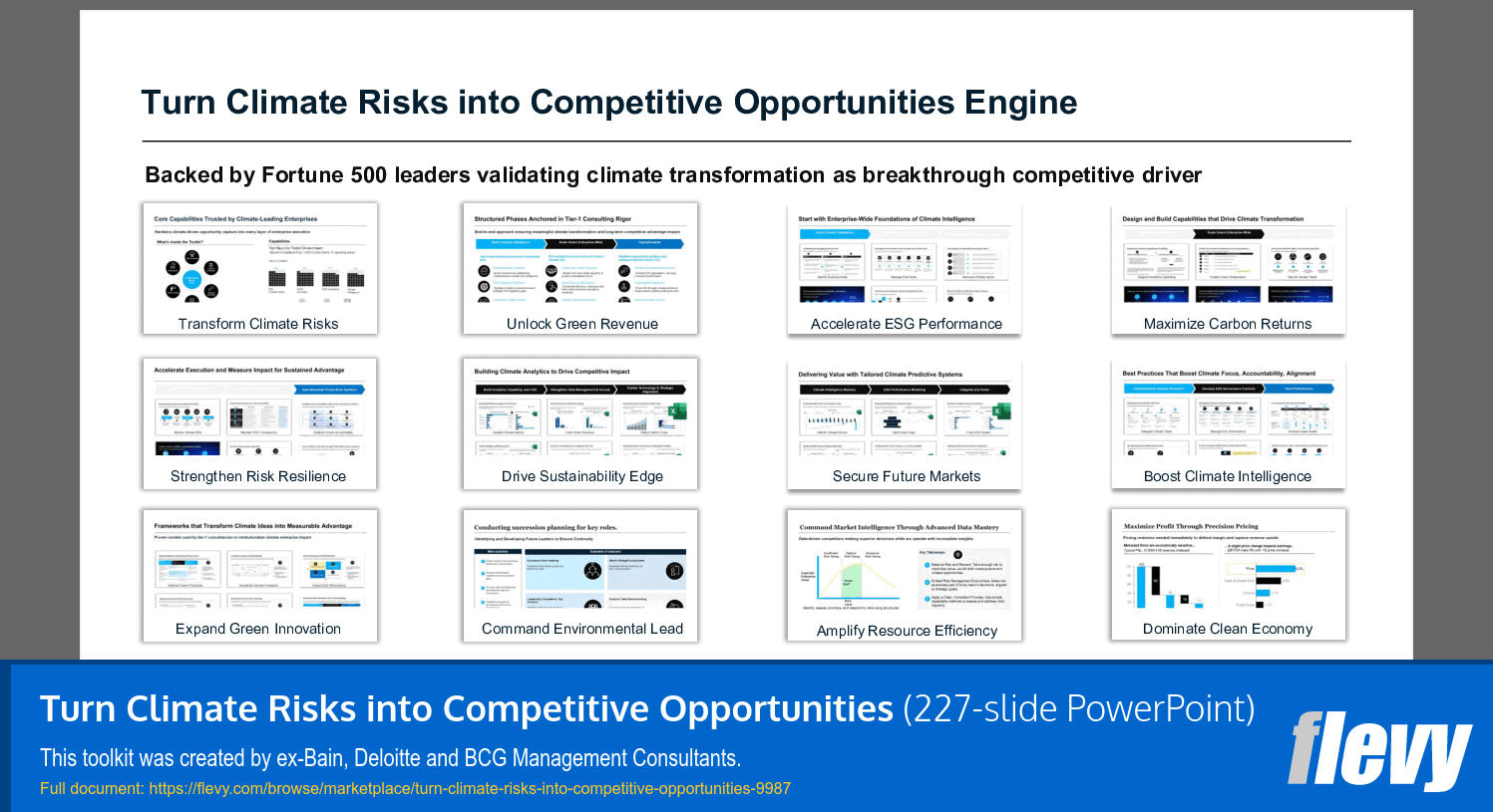 Turn Climate Risks into Competitive Opportunities (227-slide PPT PowerPoint presentation slide deck (PPTX)) Preview Image