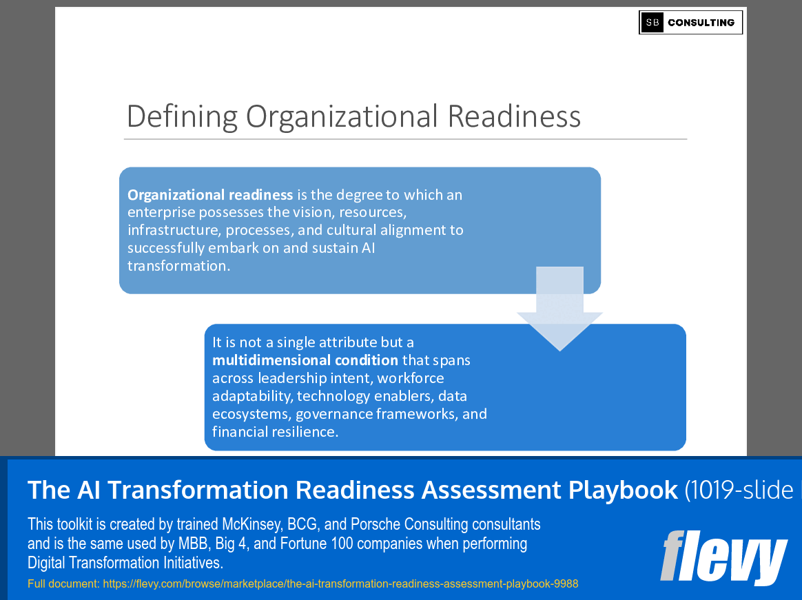 AI Transformation Readiness Assessment Playbook (1019-slide PPT PowerPoint presentation slide deck (PPTX)) Preview Image