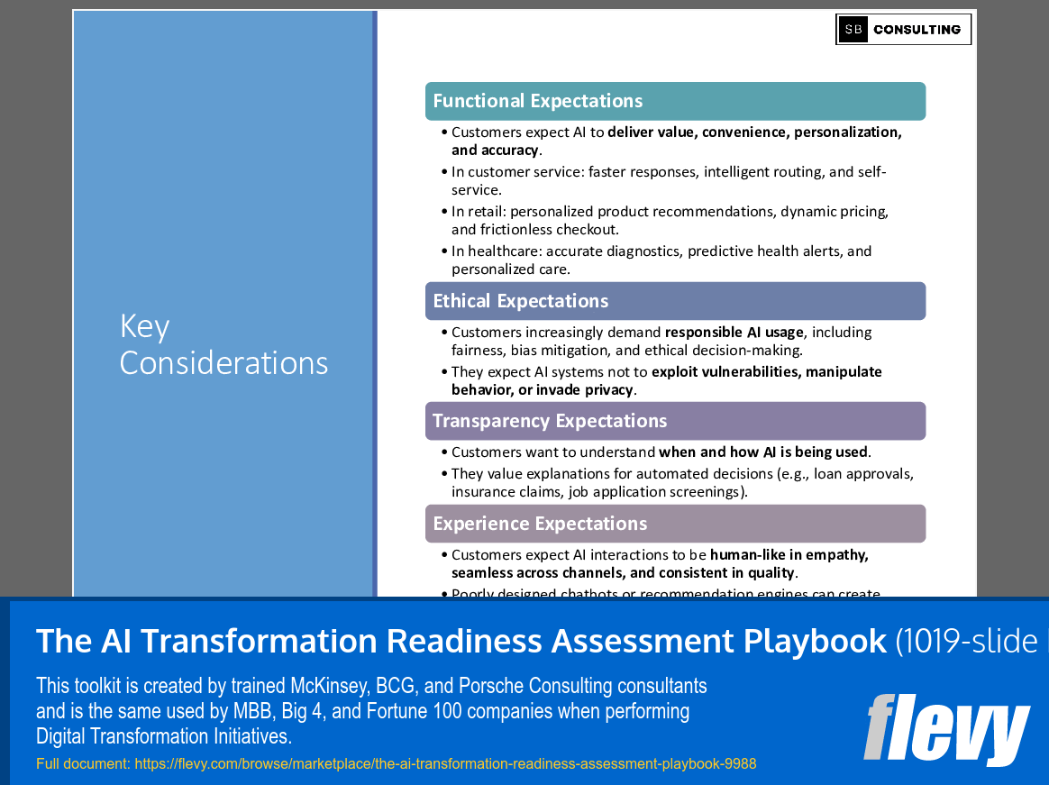 AI Transformation Readiness Assessment Playbook (1019-slide PPT PowerPoint presentation slide deck (PPTX)) Preview Image
