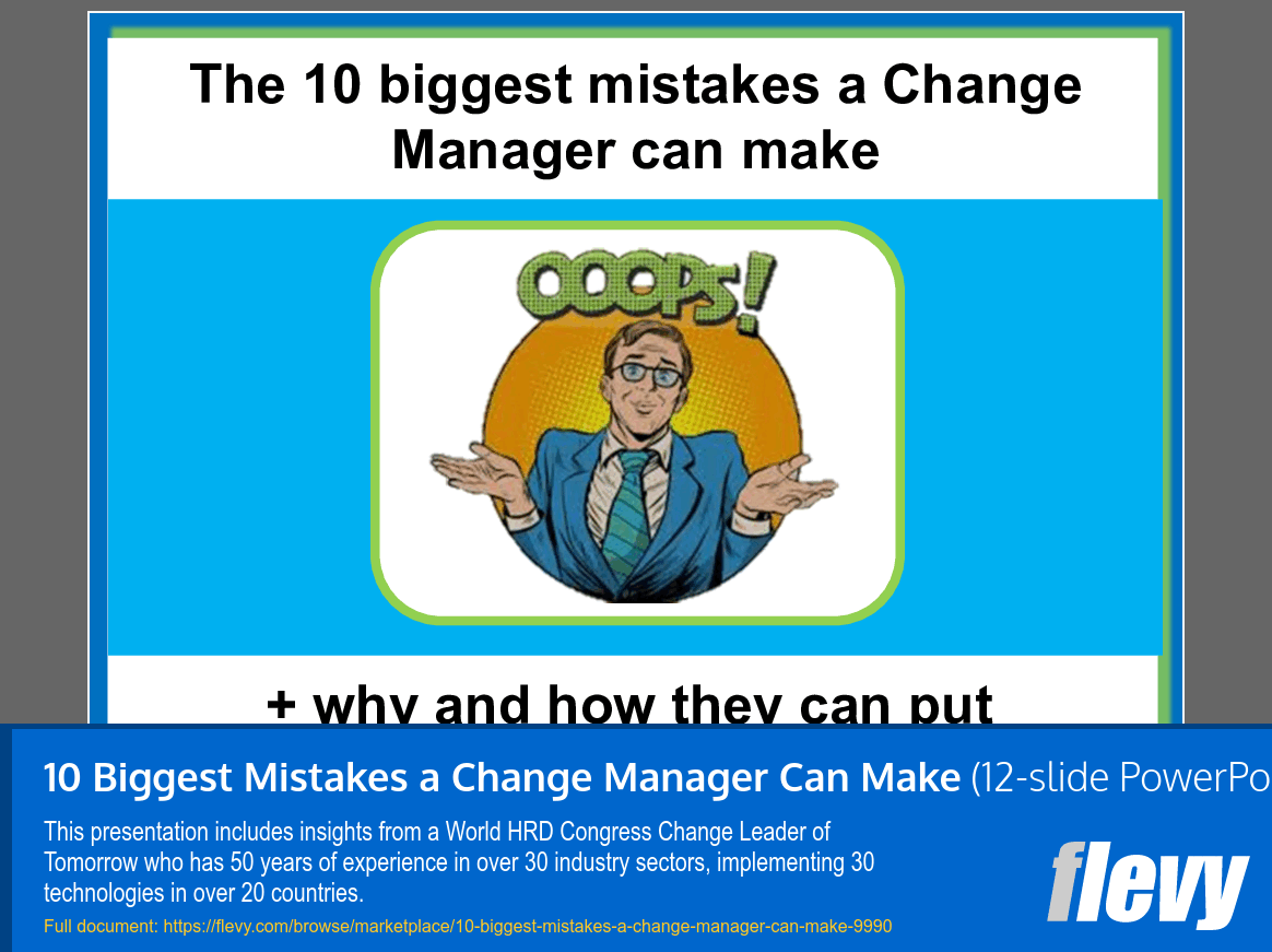 10 Biggest Mistakes a Change Manager Can Make (12-slide PPT PowerPoint presentation slide deck (PPT)) Preview Image