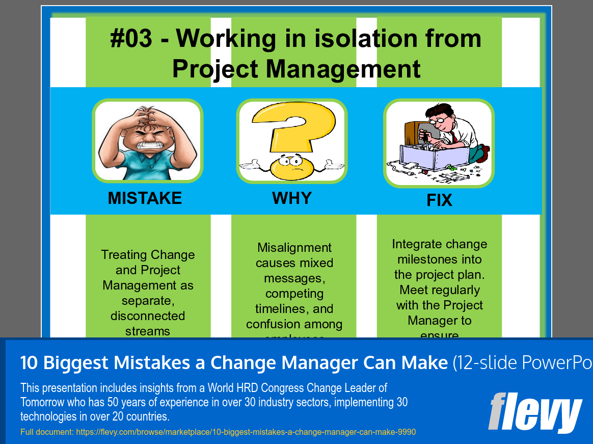 10 Biggest Mistakes a Change Manager Can Make (12-slide PPT PowerPoint presentation slide deck (PPT)) Preview Image