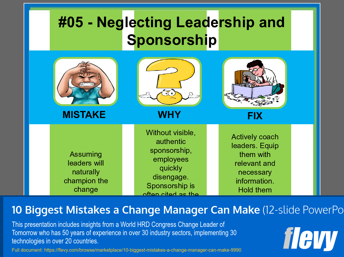 10 Biggest Mistakes a Change Manager Can Make (12-slide PPT PowerPoint presentation slide deck (PPT)) Preview Image